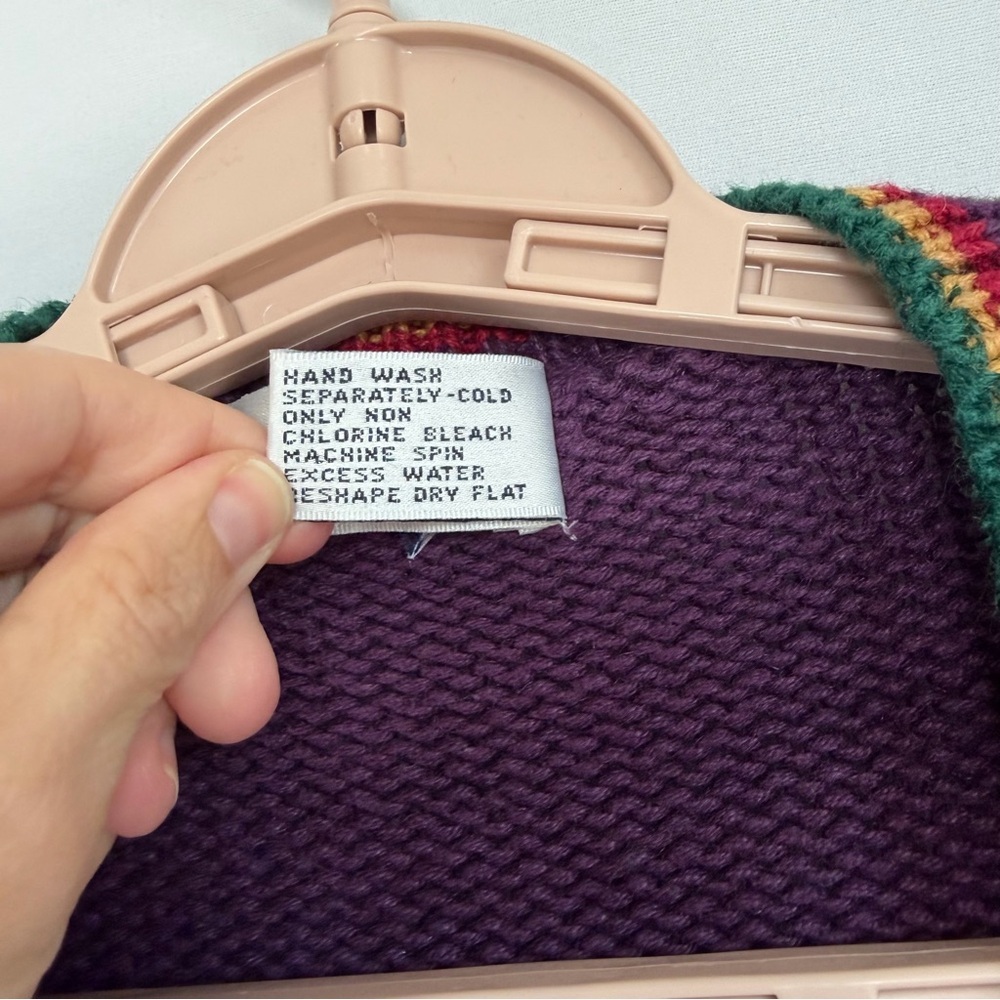 Vtg Robert Scott Women M Cardigan Knit Sweater Purple Floral Grandmacore Cottage - Picture 5 of 14